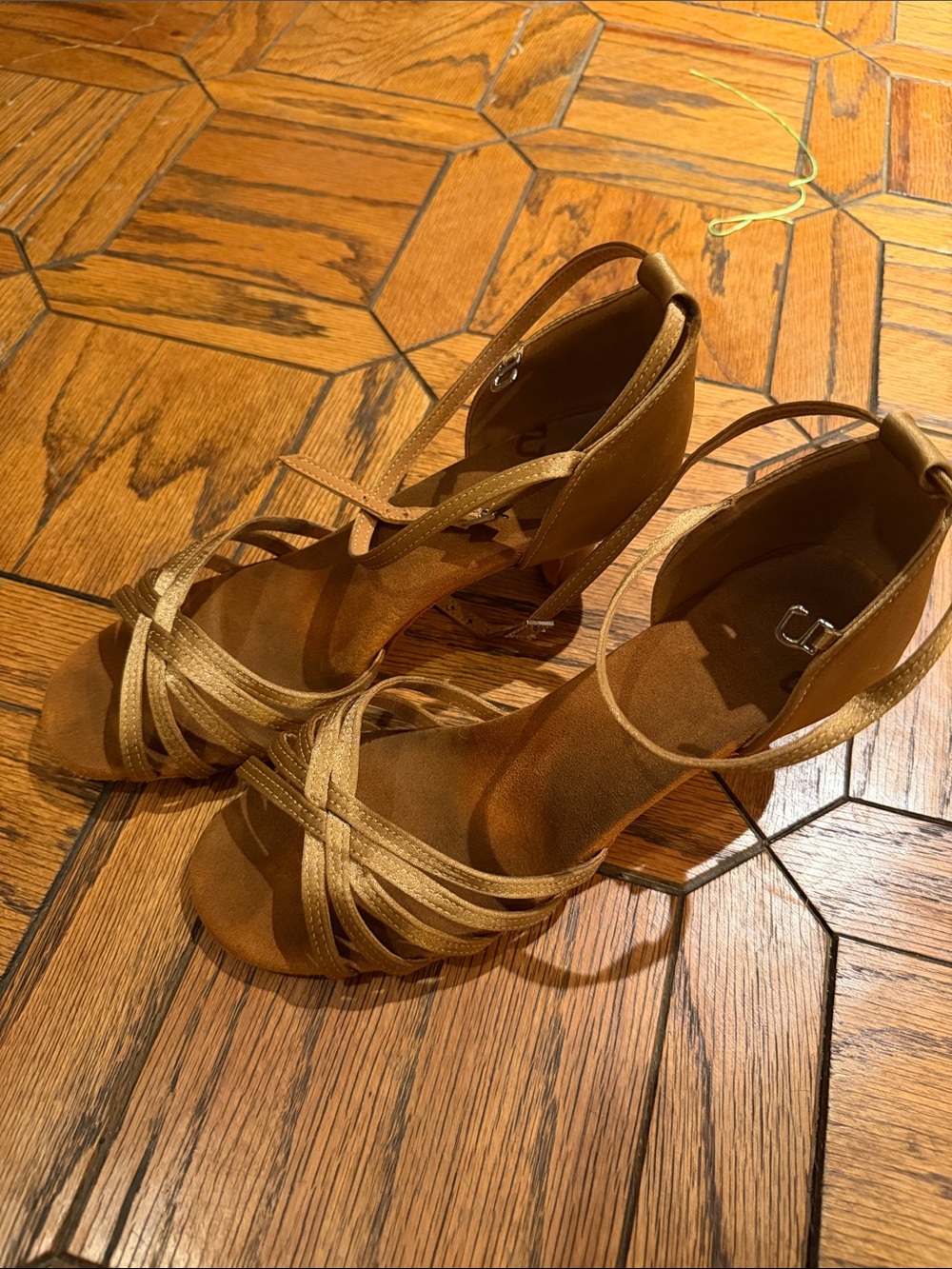 Women's Strappy Latin Dance Heels in Metallic Tan
